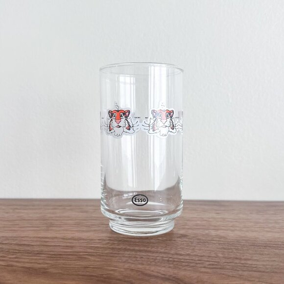 Vintage Esso Tiger Glass 80s Gas Station Promo Collectible Cup - Picture 1 of 4